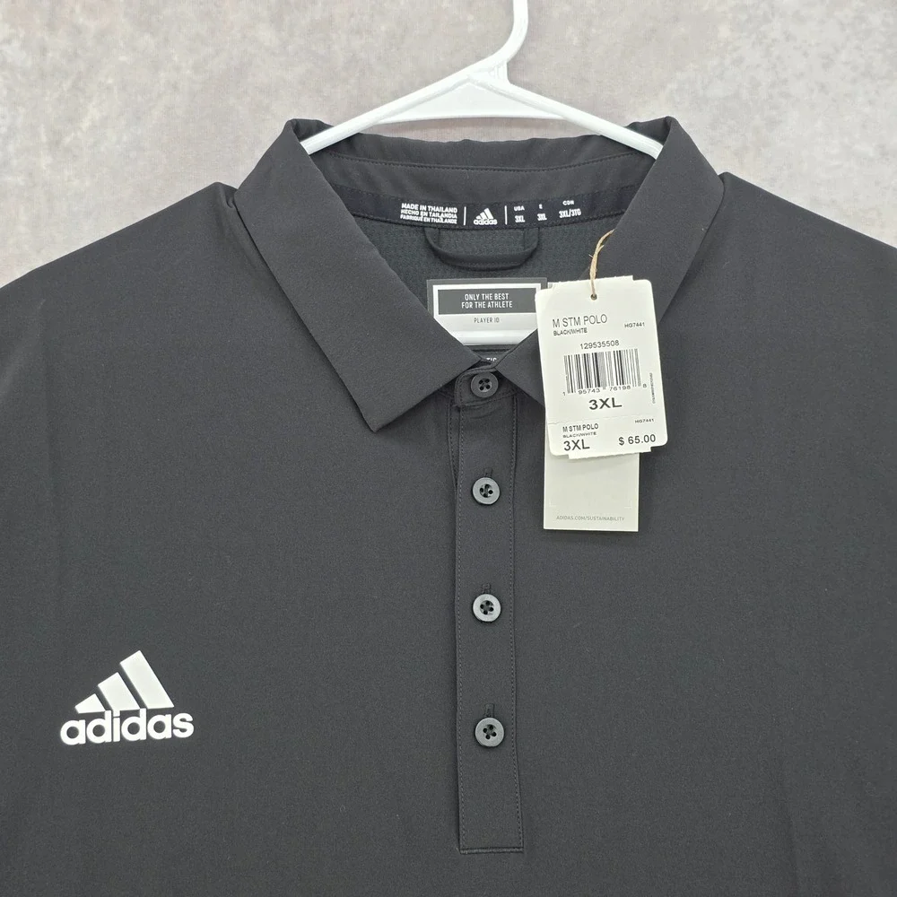Adidas Golf Polo Shirt Black White Mens 3XL Performance Stretch STM HG7441 NWT
